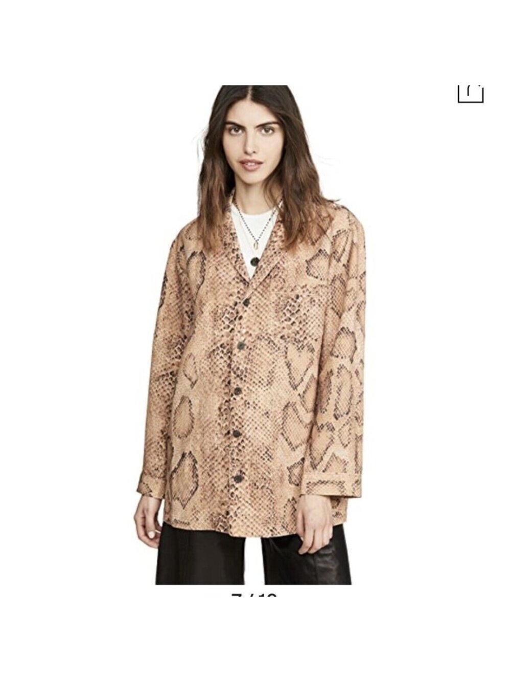 MARA HOFFMAN Iris Linen Snake Print Button Down Shirt In Brown Print sz S Small